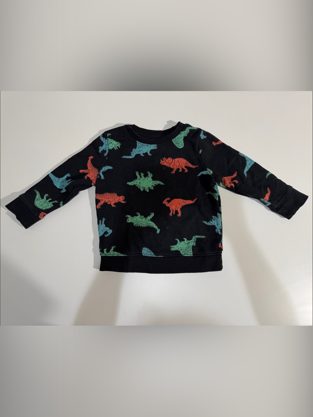 Cat & Jack Black Sweatshirt with Red, Green & Blue Dinosaur Print